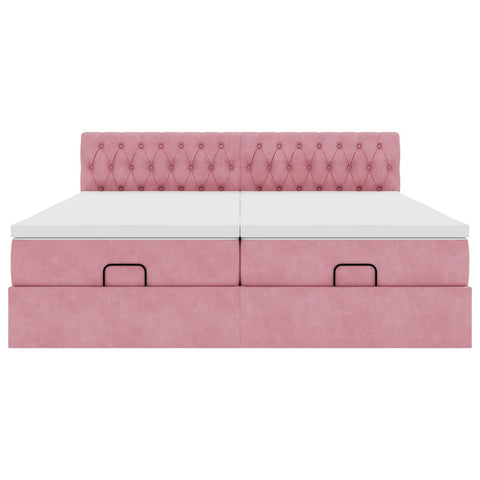 Ottoman-Bett mit Matratzen Rosa 160x200 cm Samt