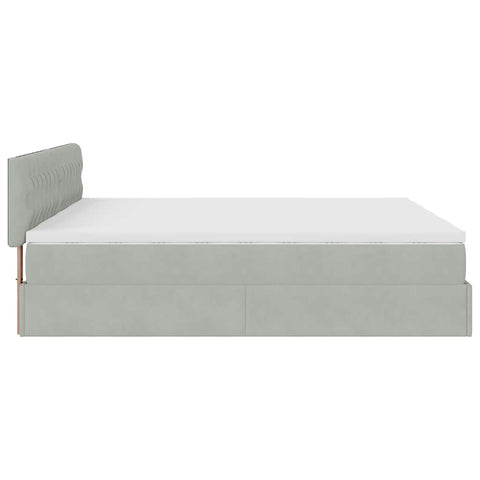 Ottoman-Bett mit Matratzen Hellgrau 180x200 cm Samt