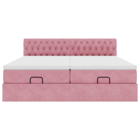 Ottoman-Bett mit Matratzen Rosa 180x200 cm Samt