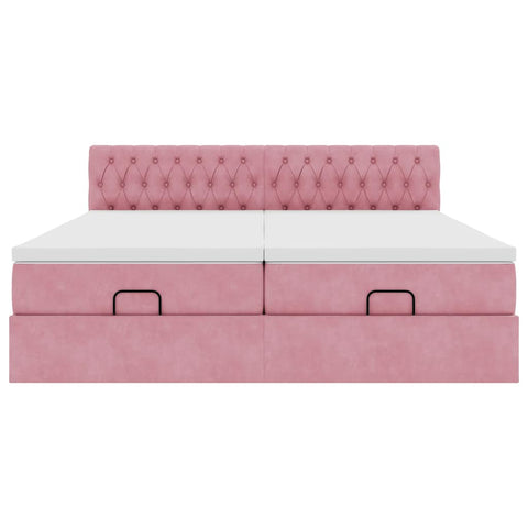 Ottoman-Bett mit Matratzen Rosa 180x200 cm Samt