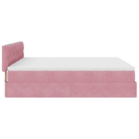 Ottoman-Bett mit Matratzen Rosa 180x200 cm Samt