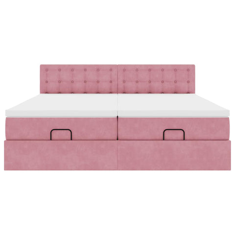 Ottoman-Bett mit Matratzen Rosa 180x200 cm Samt