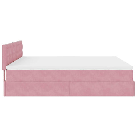 Ottoman-Bett mit Matratzen Rosa 180x200 cm Samt