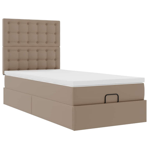 Ottoman-Bett mit Matratze Cappuccino-Braun 90x190 cm Kunstleder