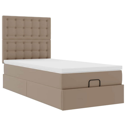 Ottoman-Bett mit Matratze Cappuccino-Braun 100x200cm Kunstleder