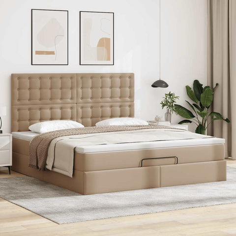 Ottoman-Bett mit Matratze Cappuccino-Braun 180x200cm Kunstleder