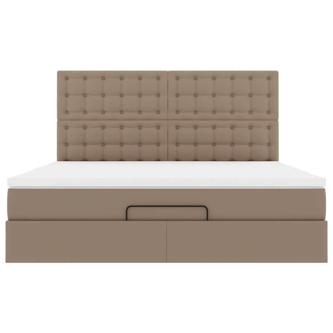 Ottoman-Bett mit Matratze Cappuccino-Braun 180x200cm Kunstleder