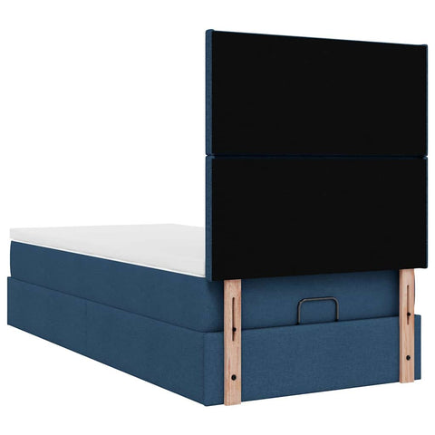 Ottoman-Bett mit Matratze Blau 100x200 cm Stoff