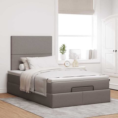 Ottoman-Bett mit Matratze Taupe 120x200 cm Stoff