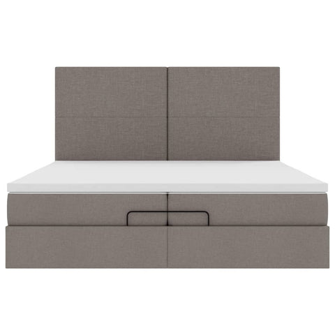 Ottoman-Bett mit Matratzen Taupe 200x200 cm Stoff