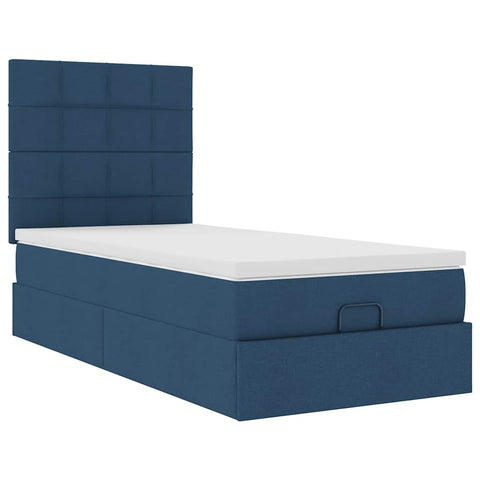 Ottoman-Bett mit Matratze Blau 90x190 cm Stoff