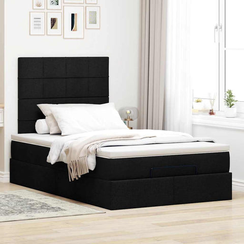 Ottoman-Bett mit Matratze Schwarz 120x190 cm Stoff