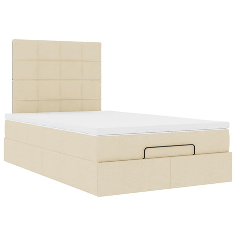 Ottoman-Bett mit Matratze Creme 120x190 cm Stoff