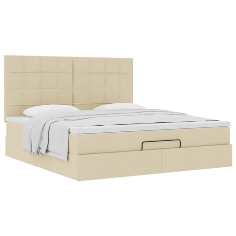 Ottoman-Bett mit Matratze Creme 160x200 cm Stoff