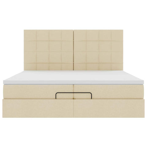 Ottoman-Bett mit Matratzen Creme 200x200 cm Stoff