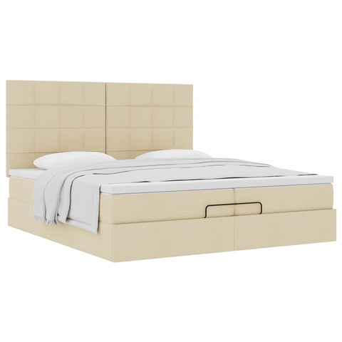 Ottoman-Bett mit Matratzen Creme 200x200 cm Stoff