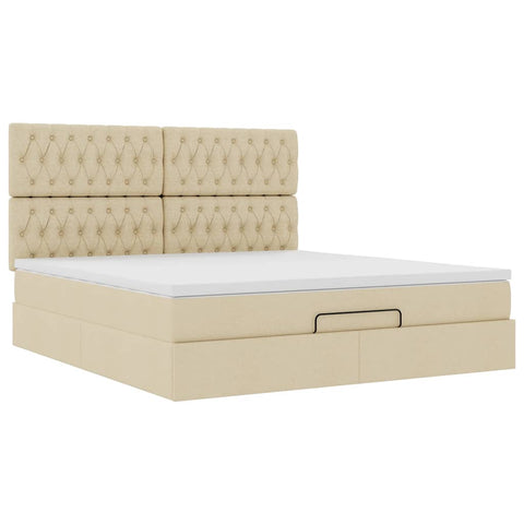 Ottoman-Bett mit Matratze Creme 160x200 cm Stoff