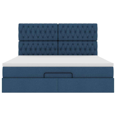 Ottoman-Bett mit Matratze Blau 160x200 cm Stoff