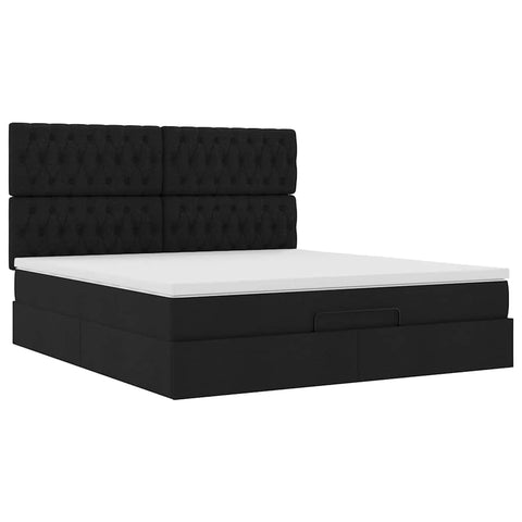 Ottoman-Bett mit Matratze Schwarz 180x200 cm Stoff