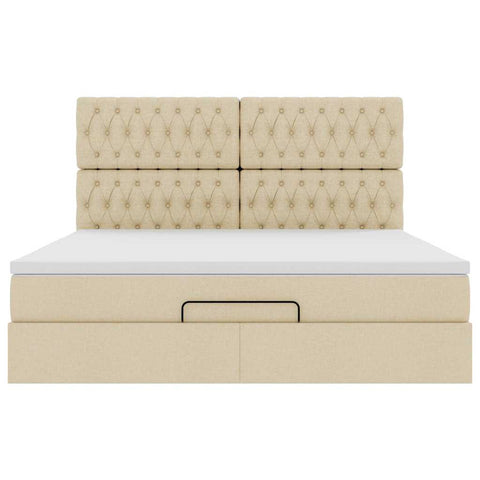 Ottoman-Bett mit Matratze Creme 180x200 cm Stoff