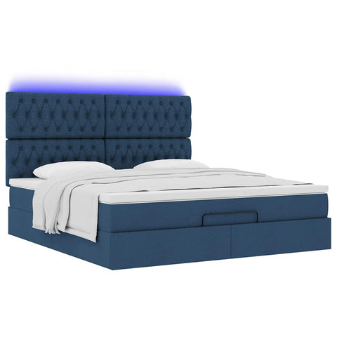 Ottoman-Bett mit Matratze Blau 180x200 cm Stoff