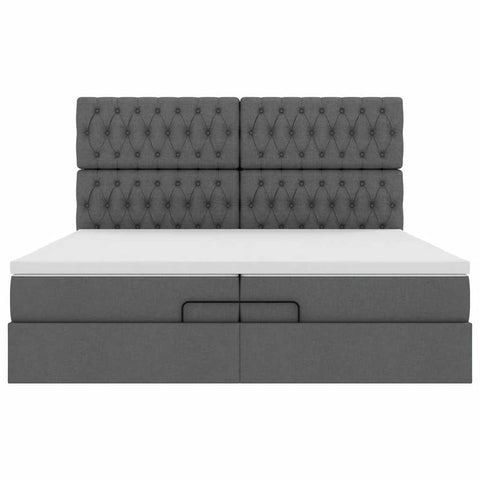 Ottoman-Bett mit Matratzen Dunkelgrau 200x200 cm Stoff