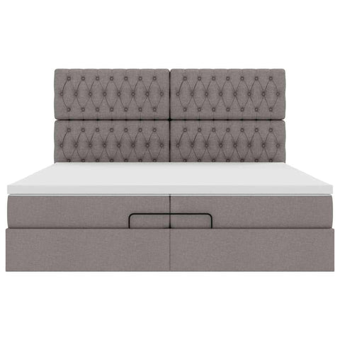 Ottoman-Bett mit Matratzen Taupe 200x200 cm Stoff