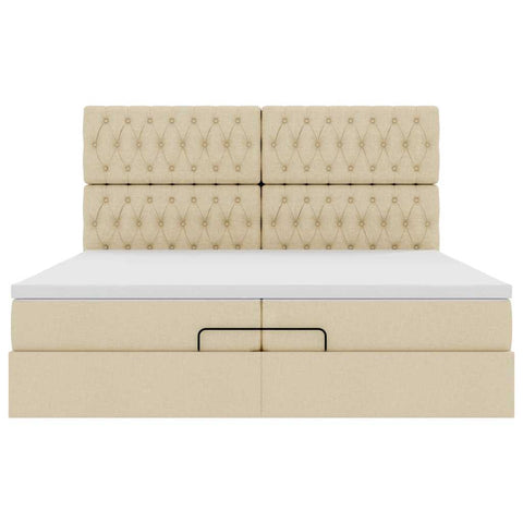 Ottoman-Bett mit Matratzen Creme 200x200 cm Stoff