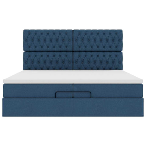 Ottoman-Bett mit Matratzen Blau 200x200 cm Stoff