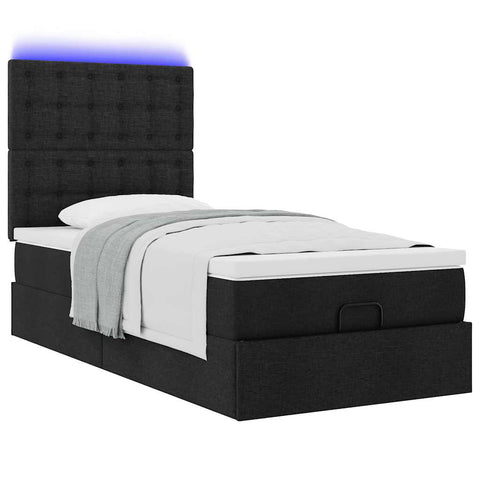 Ottoman-Bett mit Matratze Schwarz 80x200 cm Stoff