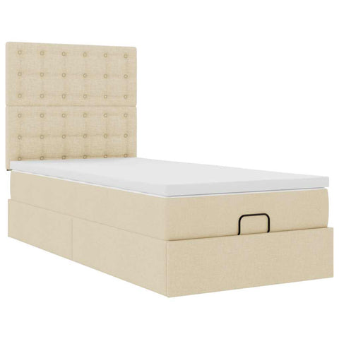 Ottoman-Bett mit Matratze Creme 90x190 cm Stoff