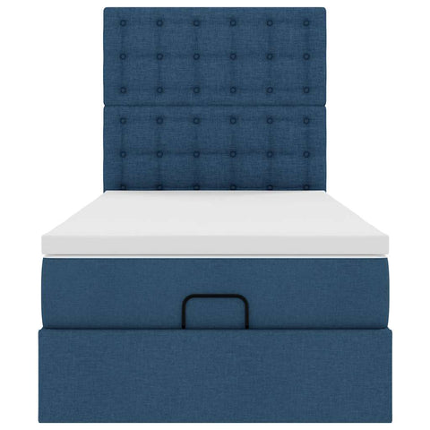 Ottoman-Bett mit Matratze Blau 90x190 cm Stoff