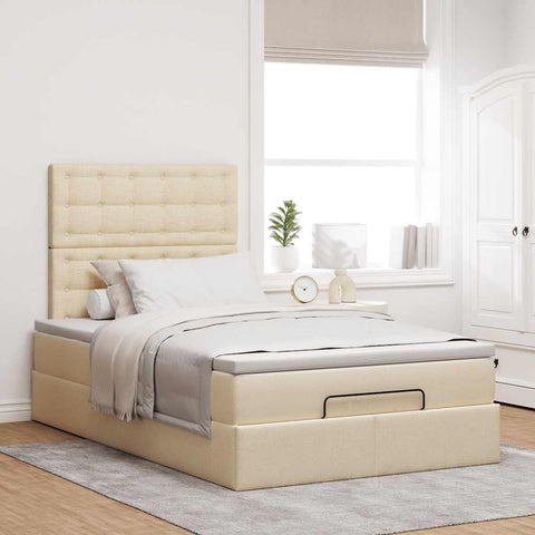 Ottoman-Bett mit Matratze Creme 120x190 cm Stoff