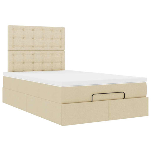 Ottoman-Bett mit Matratze Creme 120x190 cm Stoff