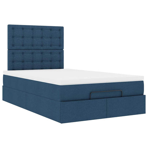 Ottoman-Bett mit Matratze Blau 120x190 cm Stoff