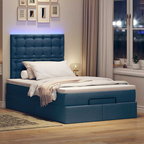 Ottoman-Bett mit Matratze Blau 120x190 cm Stoff