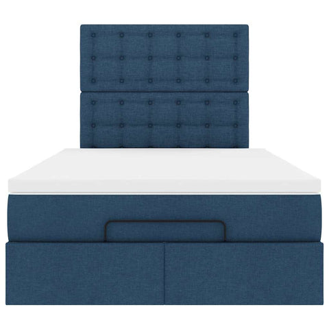 Ottoman-Bett mit Matratze Blau 120x200 cm Stoff