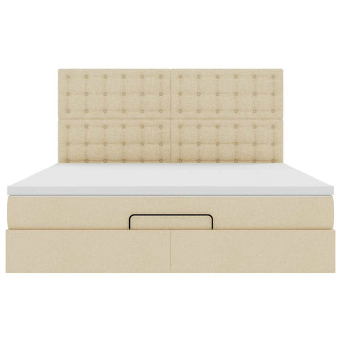 Ottoman-Bett mit Matratze Creme 160x200 cm Stoff