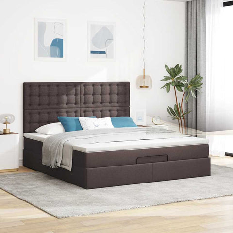 Ottoman-Bett mit Matratze Dunkelbraun 180x200 cm Stoff