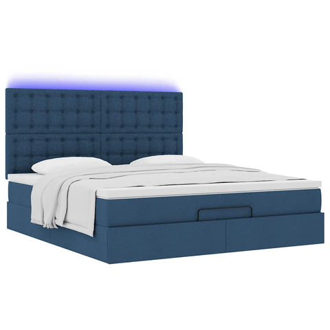 Ottoman-Bett mit Matratze Blau 180x200 cm Stoff