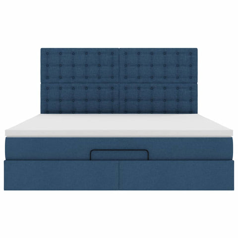 Ottoman-Bett mit Matratze Blau 180x200 cm Stoff