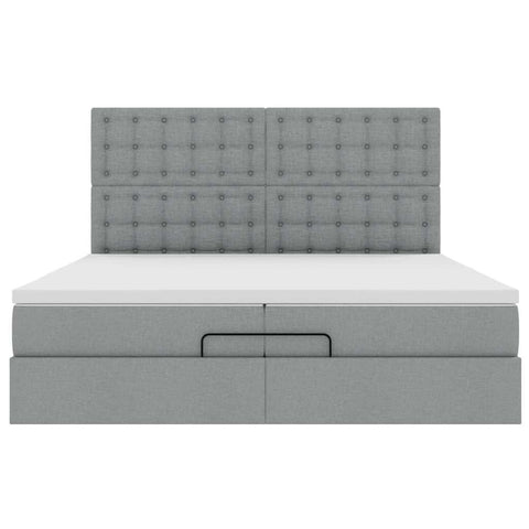 Ottoman-Bett mit Matratzen Hellgrau 200x200 cm Stoff