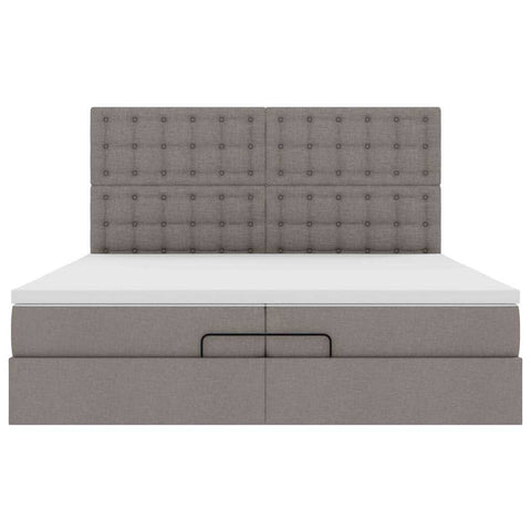 Ottoman-Bett mit Matratzen Taupe 200x200 cm Stoff