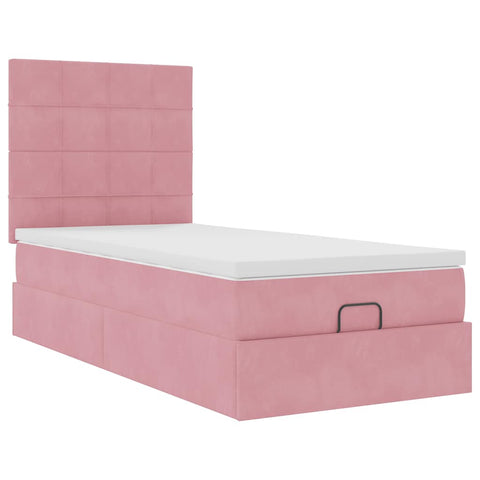 Ottoman-Bett mit Matratzen Rosa 80x200 cm Samt