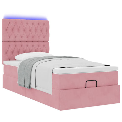 Ottoman-Bett mit Matratzen Rosa 80x200 cm Samt