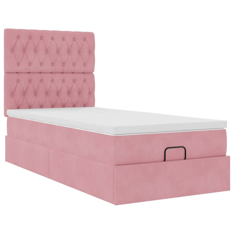 Ottoman-Bett mit Matratzen Rosa 100x200 cm Samt