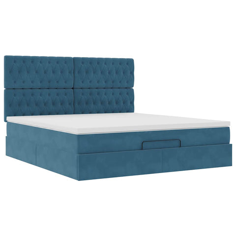 Ottoman-Bett mit Matratzen Dunkelblau 180x200 cm Samt