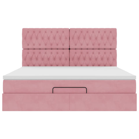 Ottoman-Bett mit Matratzen Rosa 180x200 cm Samt