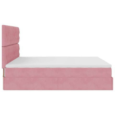 Ottoman-Bett mit Matratzen Rosa 180x200 cm Samt