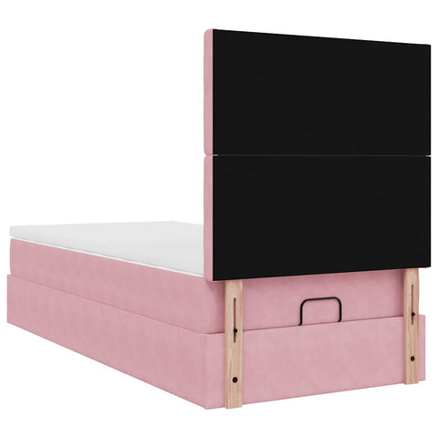 Ottoman-Bett mit Matratzen Rosa 90x190 cm Samt